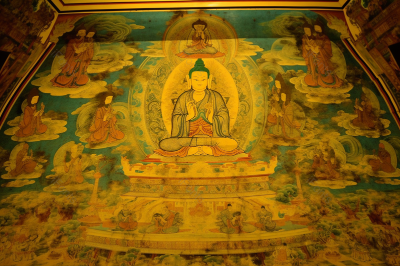 甘肃敦煌历史博物馆佛教盘坐佛像壁画,高清,摄影图,摄影图片,图片大全,摄影图免费下载